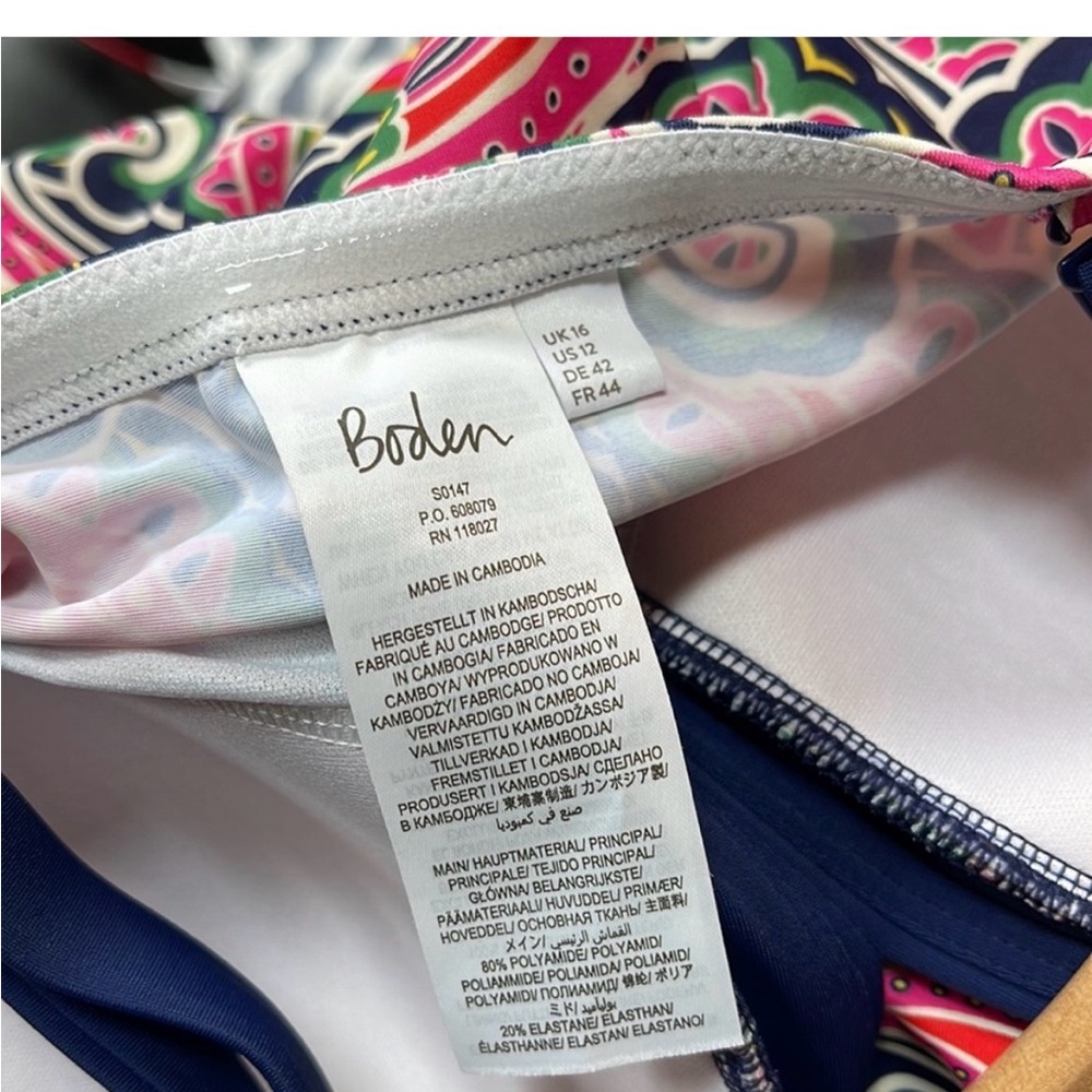 Boden Pink & Navy Paisley swimsuit - Picture 4 of 5